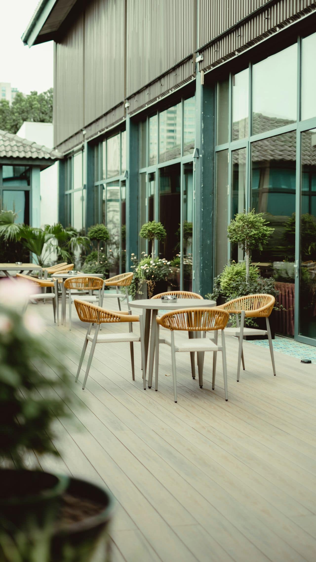 Covered outdoor lounge area